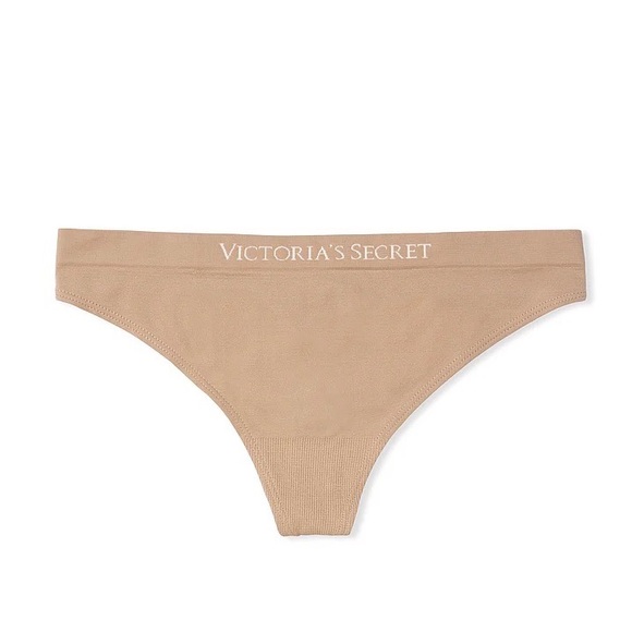 Victoria's Secret Seamless Textured Thong Panty Beige Small NEW - Picture 4 of 6